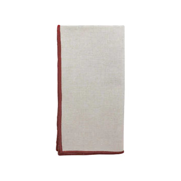 Jetty embroidered red /oatmeal napkins set of 4