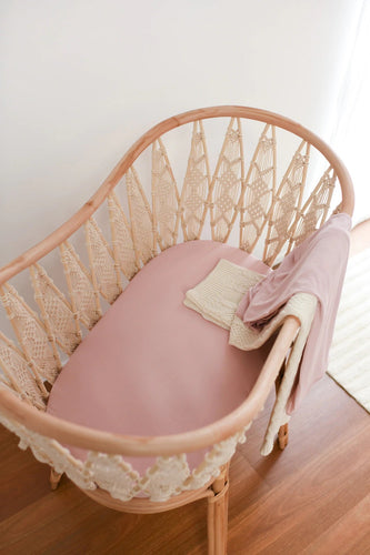Dusky pink fitted bassinet sheets