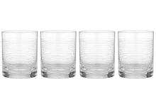 Linear etched clear single glass tumbler