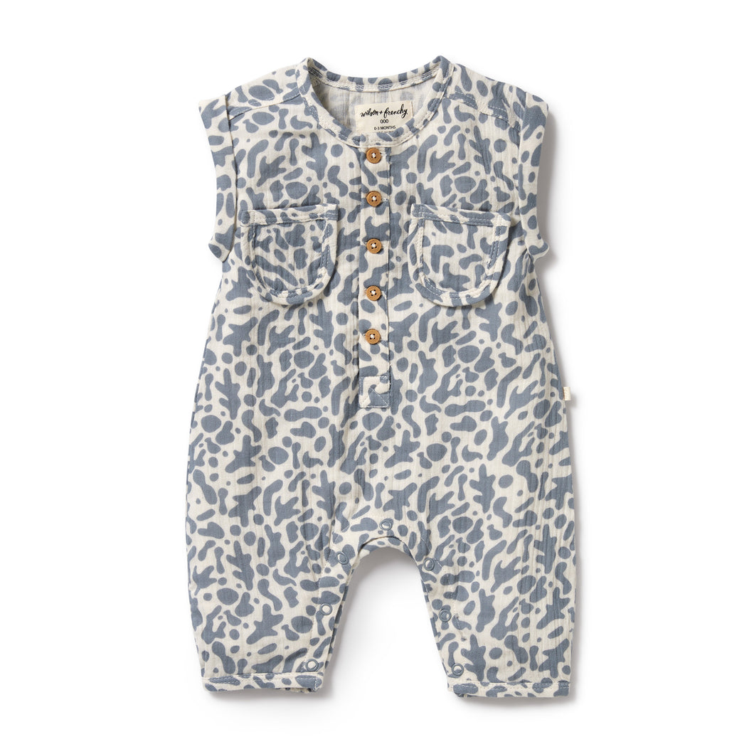 Blue coral organic crinkle growsuit