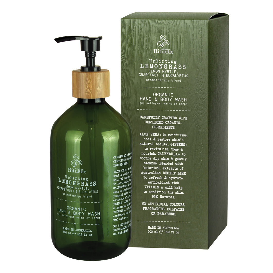 Uplifting lemongrass, lemon Myrtle, grapefruit and eucalyptus hand and body wash 500ml