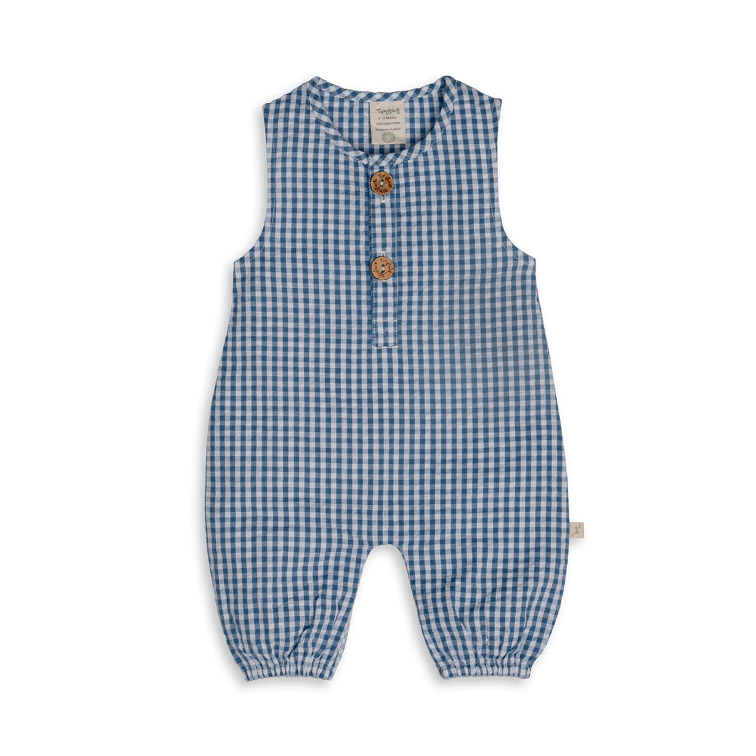 Blue gingham playsuit