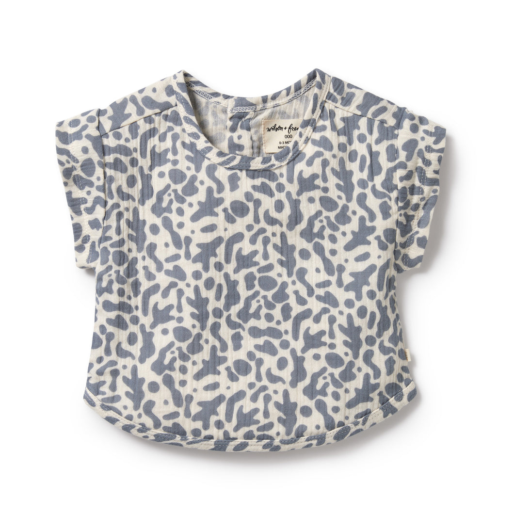 Blue coral organic crinkle tee