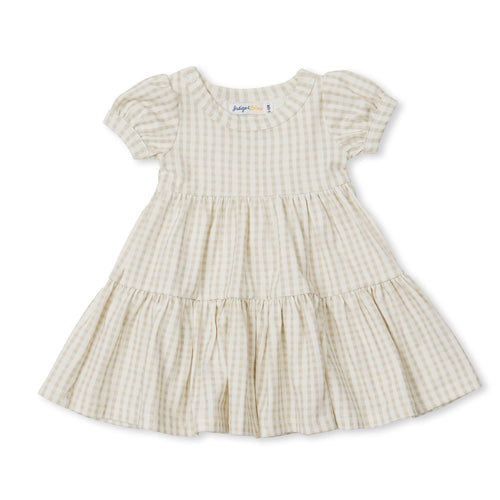 Sage gingham Eden tier dress