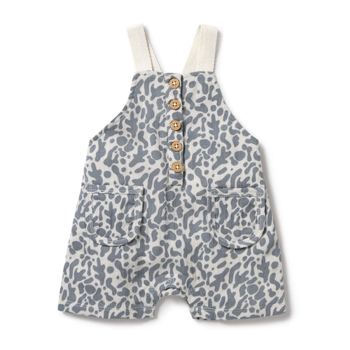 Blue coral organic crinkle overalls