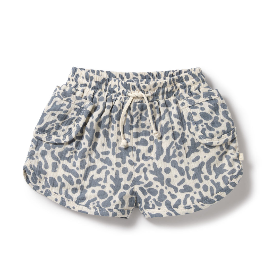 Blue coral organic crinkle short