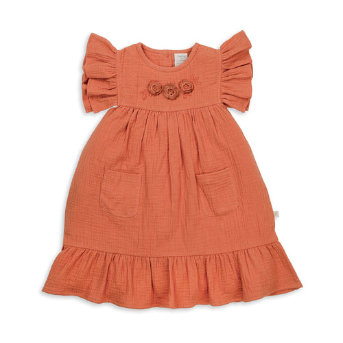 Caramel peasant dress