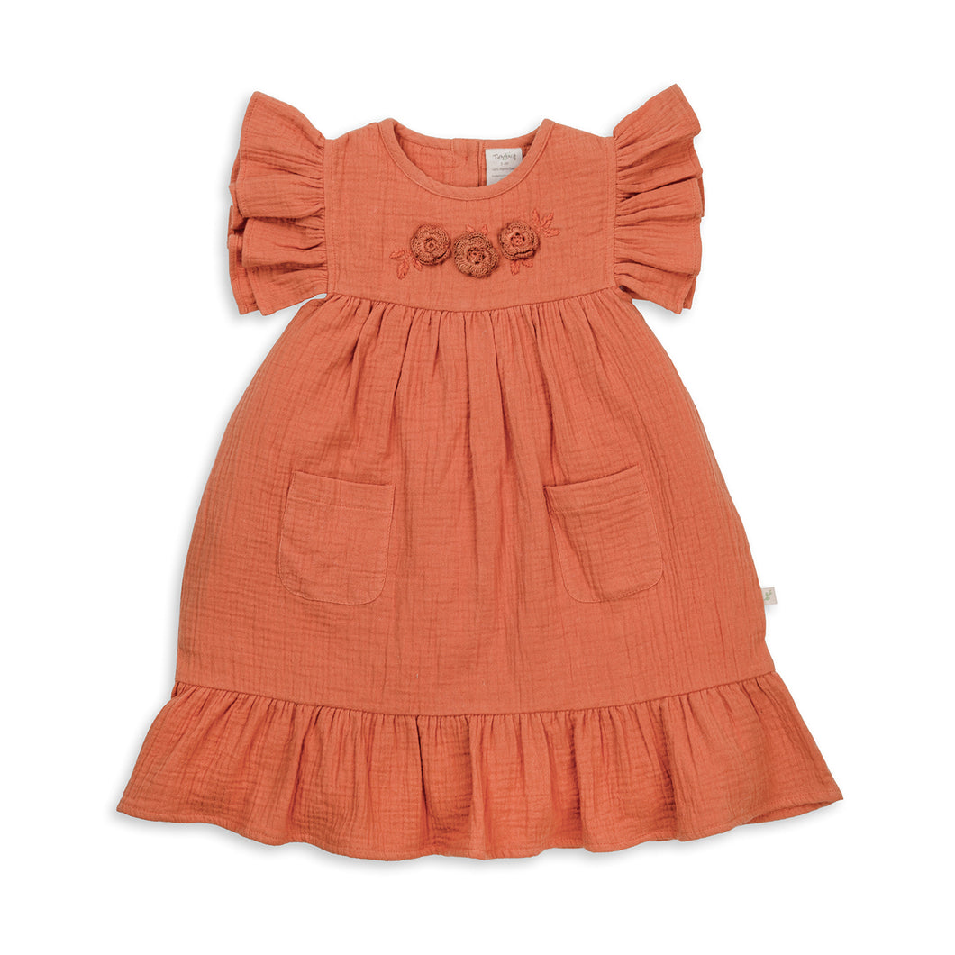 Caramel peasant dress