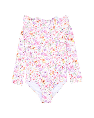 Nadia print long sleeve sunsuit