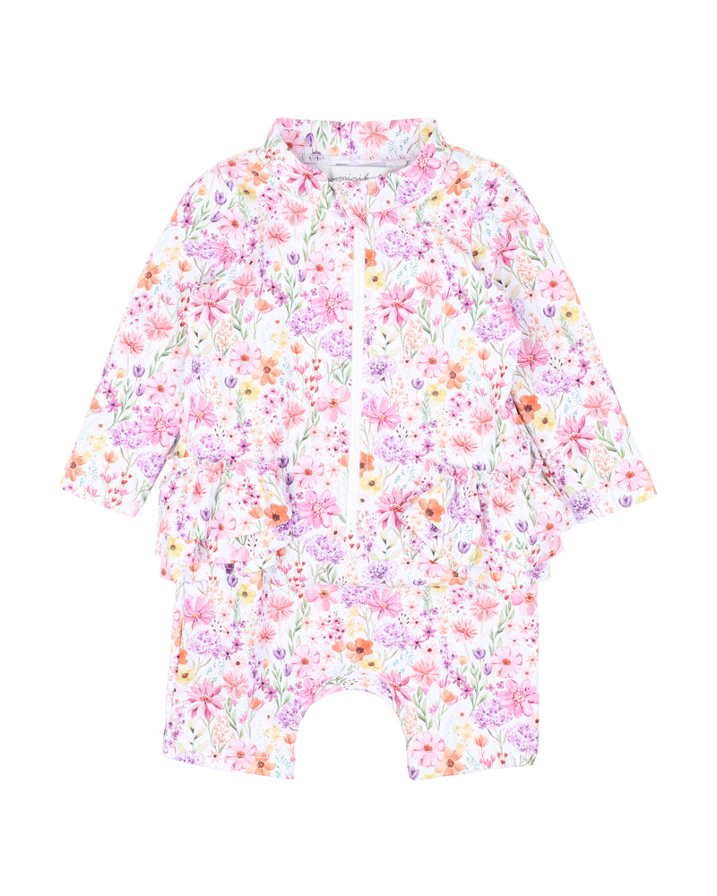 Nadia print long sleeve rash suit