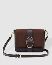 Load image into Gallery viewer, Odessa suedette chocolate crossbody bag