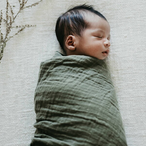 Snuggle hunny kids dusty olive organic muslin wrap