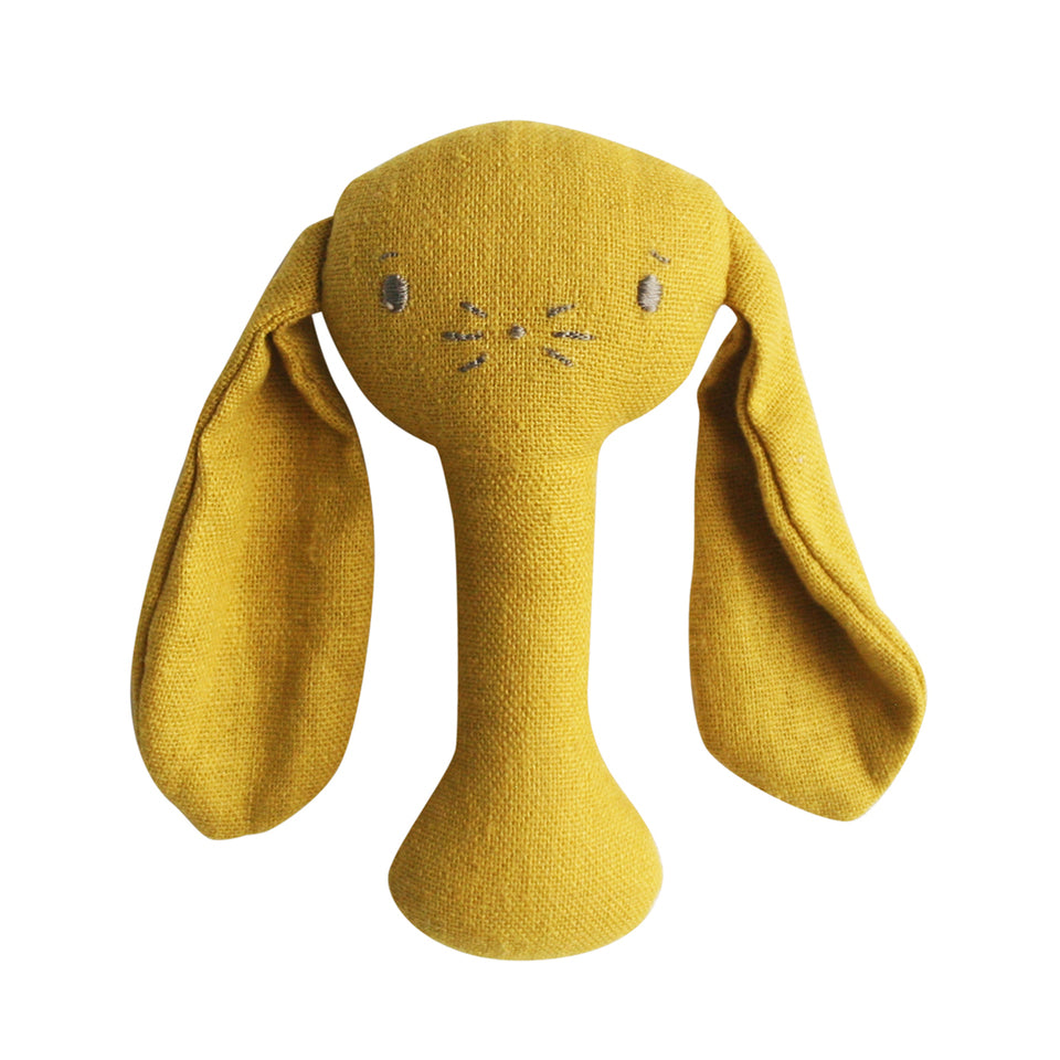 Bobby bunny stick rattle butterscotch linen