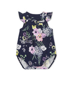 Load image into Gallery viewer, Navy floral playsuit
