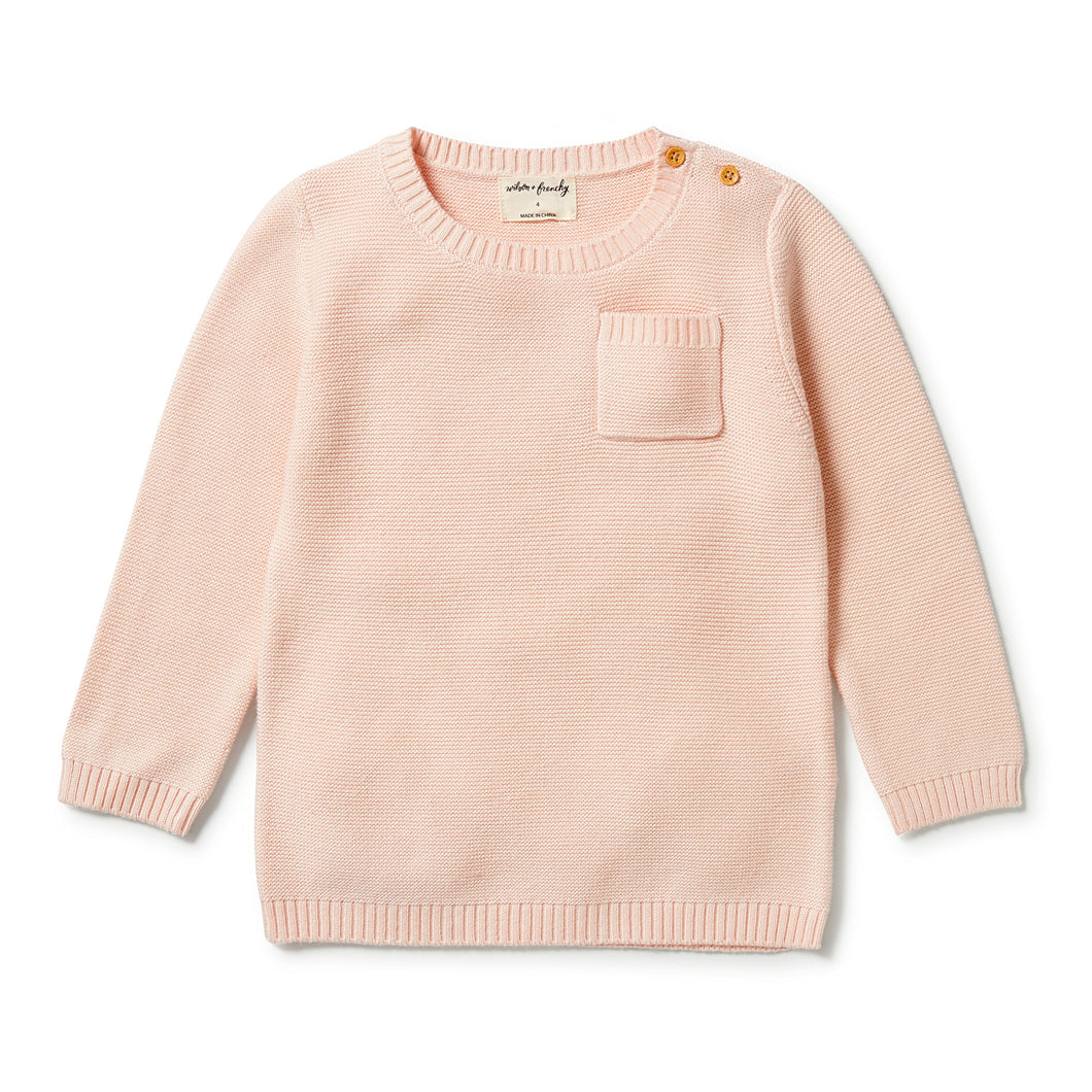 Blush knitted pocket jumper