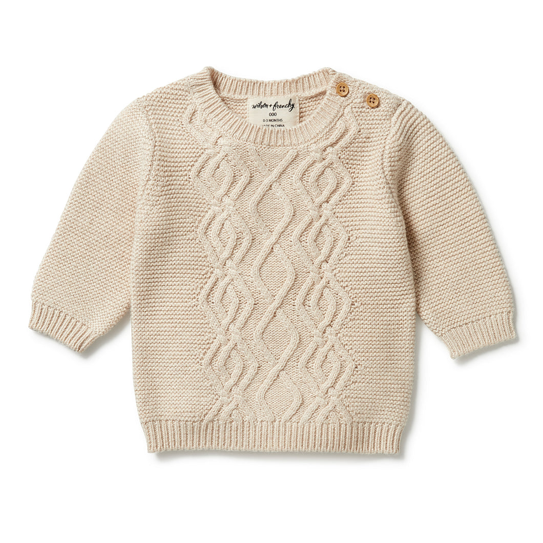 Oatmeal melange knitted cable jumper